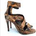 Zara Shoes | New Zara Brown Snakeskin High Heels Ankle Strap Sandals | Color: Black/Brown | Size: 6