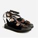 J. Crew Shoes | Jcrew Lace Up Mini Wedge Sandals Black Suede | Color: Black/Cream | Size: 7