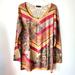Anthropologie Tops | Anthropologie Talia Women's Tan And Crimson Tunic Top With Lace Back Size Large | Color: Cream/Red | Size: L