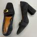Coach Shoes | Coach Jade Black Suede Leather Block Heel Logo Buckle Womens Size 8 | Color: Black | Size: 8