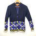 Tory Burch Sweaters | Black Tory Burch 100% Wool Button Up Cardigan Size Med | Color: Black/Blue | Size: M