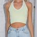 Brandy Melville Tops | Brandy Melville Green Halter Top Crop Top | Color: Green/White | Size: One Size