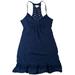 American Eagle Outfitters Dresses | American Eagle V-Neck Halter Babydoll Eyelet Hem Blue Mini Sun Dress Sz Small | Color: Blue | Size: S