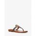 Michael Kors Shoes | Michael Kors Outlet Aubrey Logo And Leather T-Strap Sandal 7 Brown New | Color: Brown | Size: 7