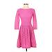 Lilly Pulitzer Cocktail Dress - A-Line Crew Neck 3/4 sleeves: Pink Print Dresses - Women's Size 00