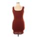 Shein Casual Dress - Bodycon Scoop Neck Sleeveless: Brown Print Dresses - New - Women's Size X-Large