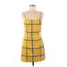 Forever 21 Casual Dress - Mini Scoop Neck Sleeveless: Yellow Plaid Dresses - Women's Size Medium