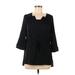 Simply Vera Vera Wang Long Sleeve Blouse: Black Print Tops - Women's Size Medium Petite