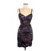 Guess Cocktail Dress - Bodycon: Purple Acid Wash Print Dresses - Women's Size 6