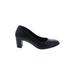 Clarks Heels: Slip-on Chunky Heel Minimalist Black Print Shoes - Women's Size 8 1/2 - Round Toe