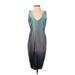 Narciso Rodriguez Cocktail Dress - Midi Plunge Sleeveless: Green Ombre Dresses - Women's Size 40