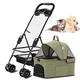 PJDDP Dog Stroller Cat Stroller Pet Gear 3-in-1 Foldable Pet Stroller Removable Carrier 4 Wheels Travel Dog Stroller Doggie Strollers with Storage Basket for Small Pets with Rain Cover,Green