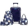 Somago 4 Piece Kid’s Luggage with Backpack Set for Boys Girls Spinner 18" Hardside PC Rolling Carry on Suitcase with TSA Lock & YKK Zipper, Navy, Luggage Set, Kids Carry on Luggage and Backpack Set