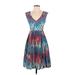 Plenty By Tracy Reese Casual Dress - A-Line V Neck Sleeveless: Blue Aztec or Tribal Print Dresses - Women's Size 0