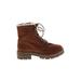 Universal Thread Ankle Boots: Combat Chunky Heel Casual Brown Solid Shoes - Women's Size 6 1/2 - Round Toe