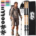 Hiker Hunger Trekking Poles - Collapsible Walking Sticks for Hiking, Nordic, Wading, & Balance - Lightweight Aluminum Adjustable Hiking Poles - Hiking Sticks for Women Men Kids & Seniors - Orange