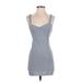 Brandy Melville Casual Dress - Mini Plunge Sleeveless: Gray Color Block Dresses - Women's Size Small