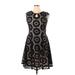 London Times Casual Dress - Party Keyhole Sleeveless: Black Print Dresses - Women's Size 14