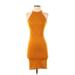 Trafaluc by Zara Casual Dress - Mini High Neck Sleeveless: Orange Solid Dresses - Women's Size Small