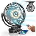 24000mAh Rechargeable Clip on Fan - 8-inch Portable Clip on Fan - Max Up to 150Hours Work Time, Personal Fan for Golf Cart, Office, Desk, Camping, Tent, Treadmill