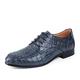 New Formal Oxford Shoes for Men Lace Up Crocodile Embossed Apron Toe Derby Shoes Leather Low Top Slip Resistant Block Heel Rubber Sole Prom (Color : Blue, Size : 11.5 UK)