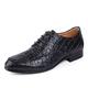 New Formal Oxford Shoes for Men Lace Up Crocodile Embossed Apron Toe Derby Shoes Leather Low Top Slip Resistant Block Heel Rubber Sole Prom (Color : Black, Size : 10 UK)