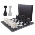 Marble Chess Set with Storage Box 15 Inches Black and White Handmade Board Games for Adults - Board Games 1 Chess Board Games Board & 32 Chess Pieces - 2 Player Games for Adults
