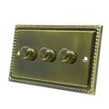 Georgian Antique Brass LED 3 Gang Dimmer 250W - 10 Amp Triple 3-Gang 2 Way 250W LED Light Dimmer Switch