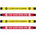 Wenqik 4 Pcs Closed for Cleaning Sign and Do Not Enter Sign with Magnetic Ends Door Barricade Sign Red and Yellow Warning Nylon Door Barricade Barrier for Metal Restroom Door, 42 x 3.5 Inches