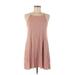 Forever 21 Casual Dress - Mini Scoop Neck Sleeveless: Pink Print Dresses - Women's Size Medium