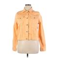 MICHAEL Michael Kors Denim Jacket: Short Orange Print Jackets & Outerwear - Women's Size X-Large