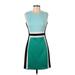 Calvin Klein Casual Dress - Sheath: Teal Color Block Dresses - Women's Size 4