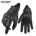 Suomy – gants de motocyclette en cuir rétro pour hommes et femmes Vintage pour Motocross marron