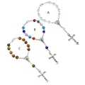 Élégant perle perle Communion bébé douche cadeaux baptême chapelet Bracelets catholique Crucifix