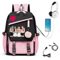 Interrupteur sac à dos avec chargeur USB cartable Kpop sac à dos pour lycéen cadeau