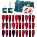 AS-Kit de Verhéritage à Ongles Semi-continu Gel Rouge Foncé Art de Manucure Soak Off LED UV 15ml