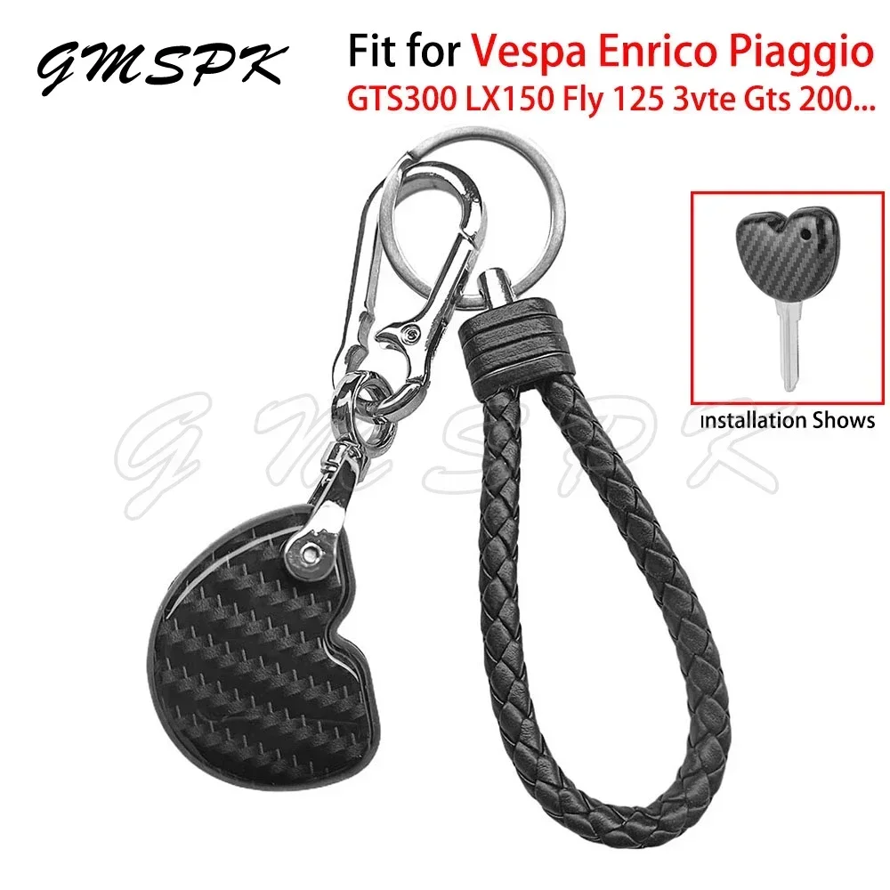 Custodia per chiave moto stile carbonio Custodia a conchiglia adatta per Vespa Enrico Piaggio GTS300 LX150 Fly 125 3vte Gts 200 Portachiavi Moto