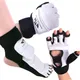 PU Leather Boxing Gloves Half Finger Karate Muay Thai Training Workout Gloves Foot Protector Punch
