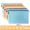 5/10 PCS Stationery Storage Folder File Mesh Zipper Pouch A4 A5 A6 Document Bag Zip File Folders