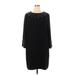 J.Crew Casual Dress - Party Crew Neck 3/4 sleeves: Black Print Dresses - Women's Size 16