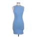 Shein Cocktail Dress - Mini Mock Sleeveless: Blue Print Dresses - Women's Size Large