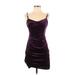 Shein Cocktail Dress - Mini V-Neck Sleeveless: Purple Print Dresses - Women's Size 4