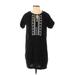 Old Navy Casual Dress - Mini Tie Neck Short sleeves: Black Print Dresses - Women's Size X-Small