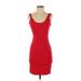 BCBGMAXAZRIA Casual Dress - Party Scoop Neck Sleeveless: Red Solid Dresses - Women's Size Small