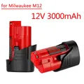 for 12V Milwaukee Battery 3Ah Compatible with Milwaukee M12 XC 48-11-2410 48-11-2420 48-11-2411