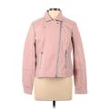 Baccini Faux Leather Jacket: Short Pink Print Jackets & Outerwear - Women's Size Large Petite