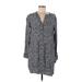 Gap Casual Dress - Shirtdress V-Neck 3/4 sleeves: Gray Dresses - Women's Size Medium