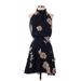 BB Dakota Casual Dress - A-Line High Neck Sleeveless: Blue Floral Dresses - Women's Size 4