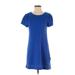 Maeve Casual Dress - Mini Scoop Neck Short sleeves: Blue Solid Dresses - Women's Size Small