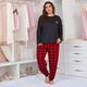 Women's Plus Size Buffalo Plaid Jogger Pajama Set Long and Short Sleeve Tops and Pants 2 Piece Matching Pjs Sleepwear Lounge Sets Soft Cute 1XL-5XL